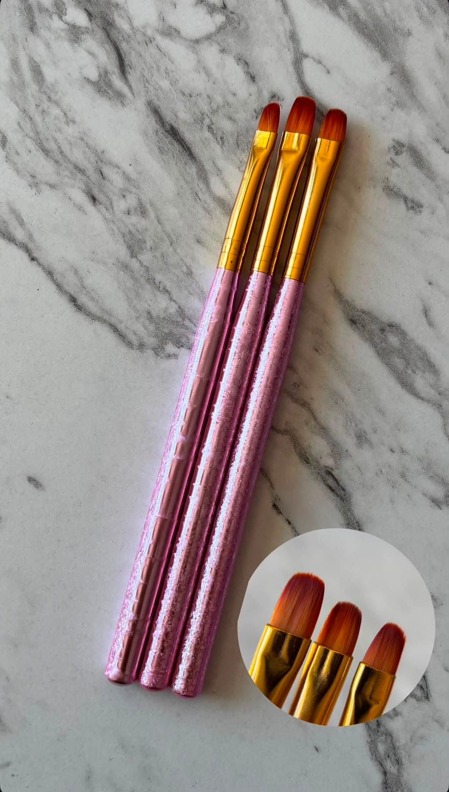 PINCEL LENGUA DE GATO ROSA 3PZS